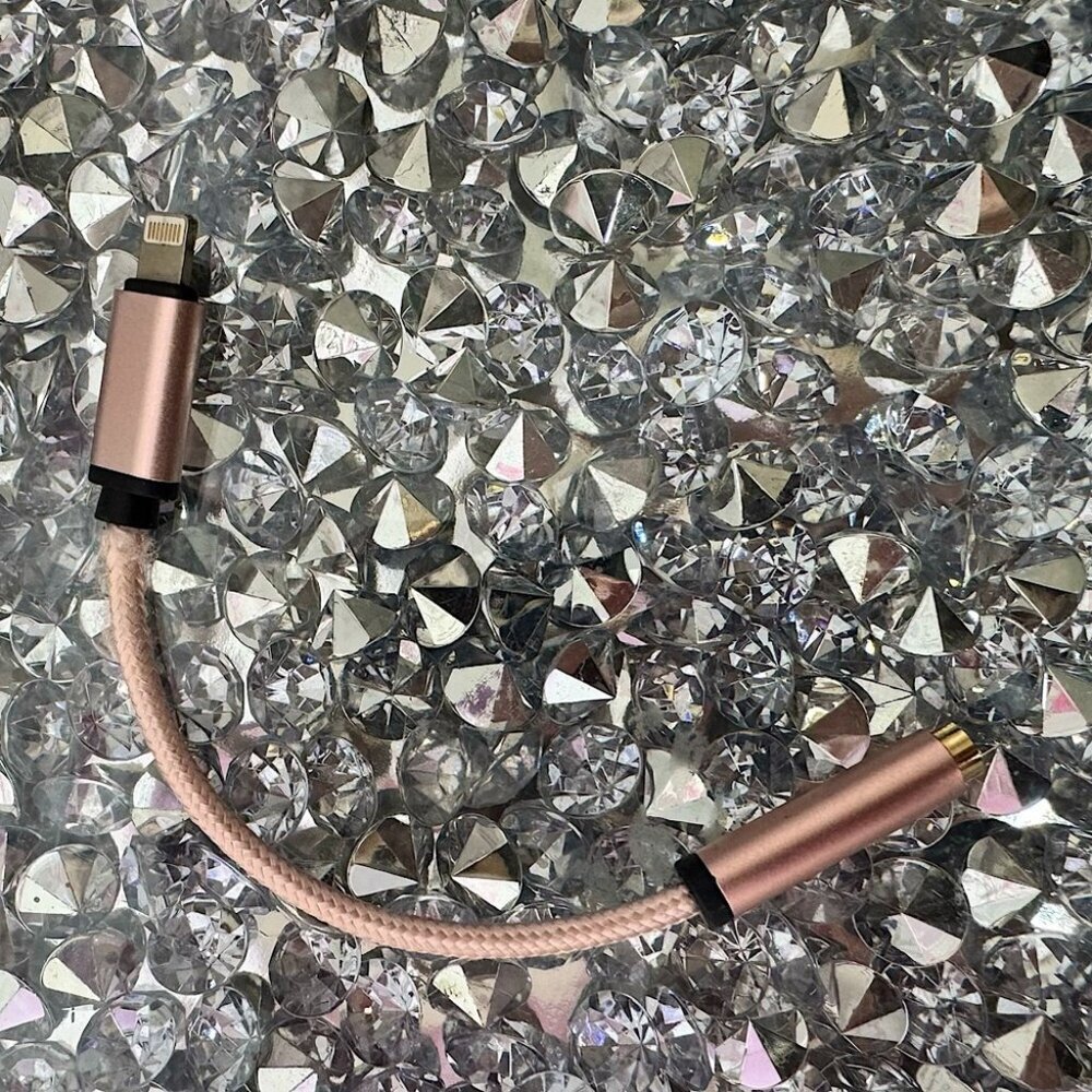 iPhone cord with audio jack adapter rose gold pink cable mini braided cords